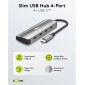 GOOBAY USB hub 76565, 4x θυρών, USB 3.2, 10Gbps, USB-C σύνδεση, γκρι