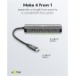 GOOBAY USB hub 76565, 4x θυρών, USB 3.2, 10Gbps, USB-C σύνδεση, γκρι