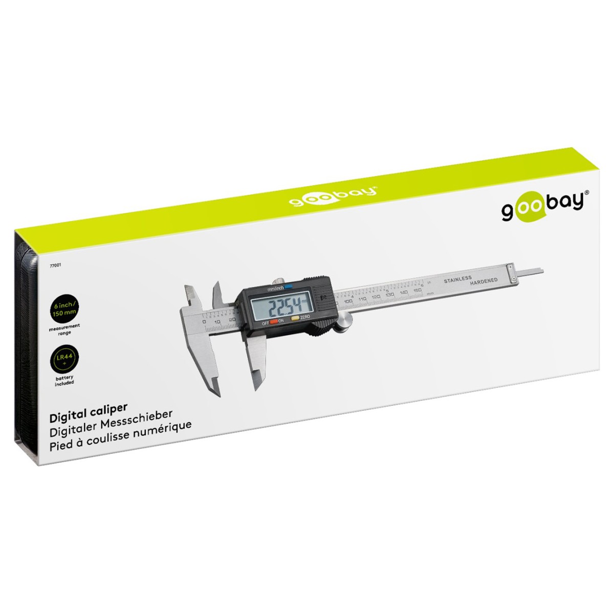 GOOBAY ψηφιακό παχύμετρο 77001, 150cm/6", ασημί
