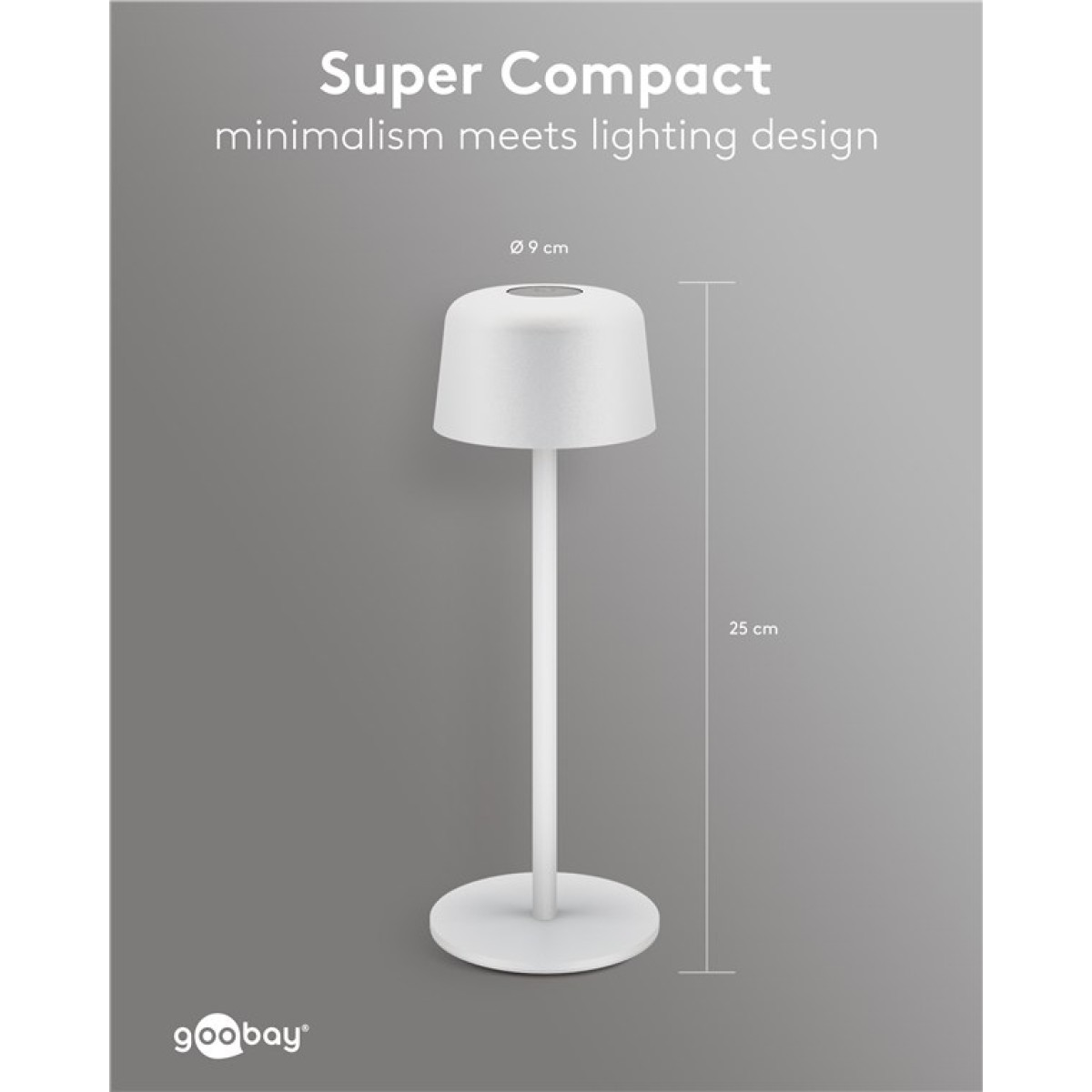 GOOBAY επιτραπέζιο φωτιστικό 77676, 3000K, dimmable, επαναφορτιζόμενο, λευκό