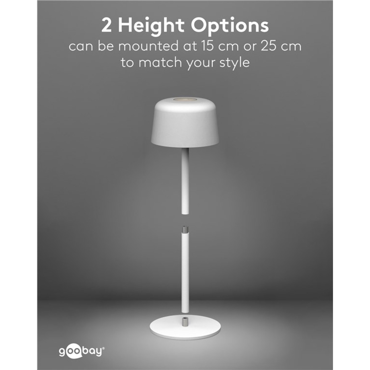 GOOBAY επιτραπέζιο φωτιστικό 77676, 3000K, dimmable, επαναφορτιζόμενο, λευκό
