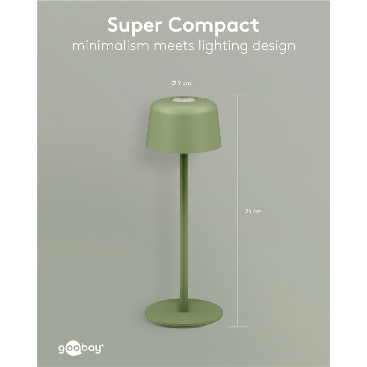 GOOBAY επιτραπέζιο φωτιστικό 77677, 3000K, dimmable, επαναφορτιζόμενο, πράσινο