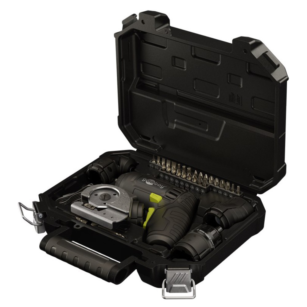 GOOBAY 4 σε 1 κατσαβίδι μπαταρίας με μύτες & εξαρτήματα 77817, LED φακός, 1500mAh