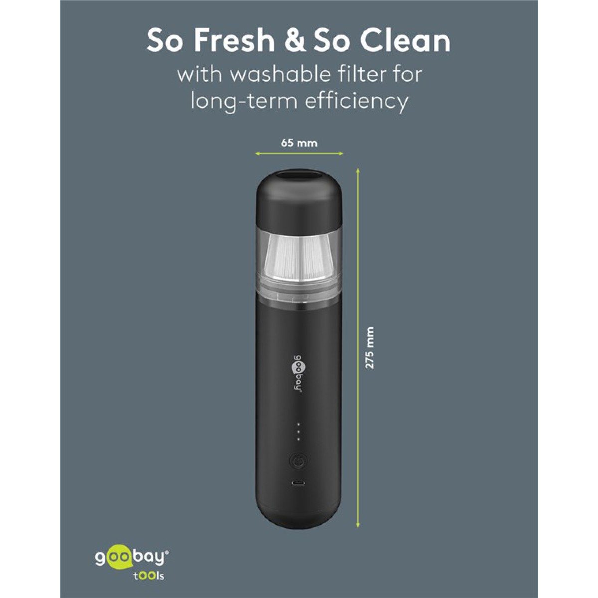 GOOBAY 2 σε 1 σκουπάκι χειρός & air duster 77829, 120W, 6000mAh, μαύρο