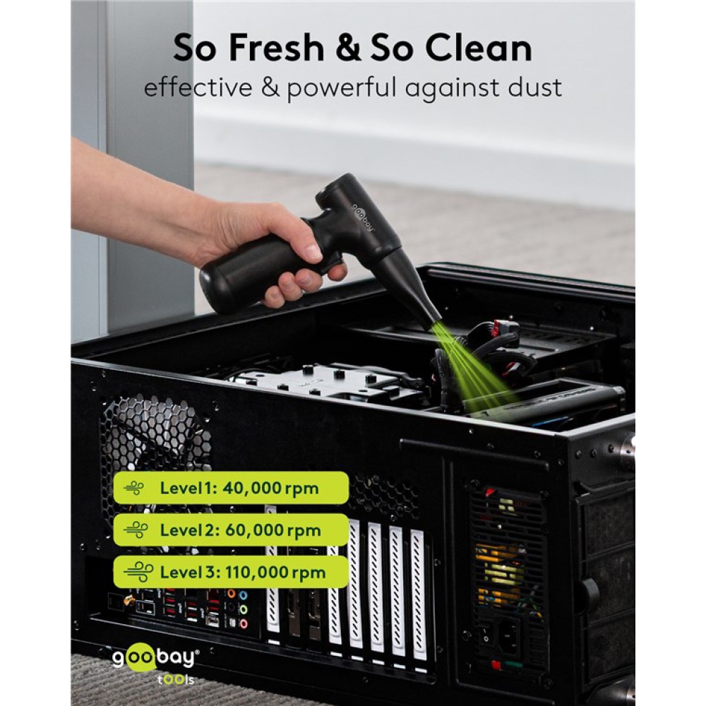 GOOBAY ηλεκτρικό air duster 77830, 100W, 6000mAh, μαύρο