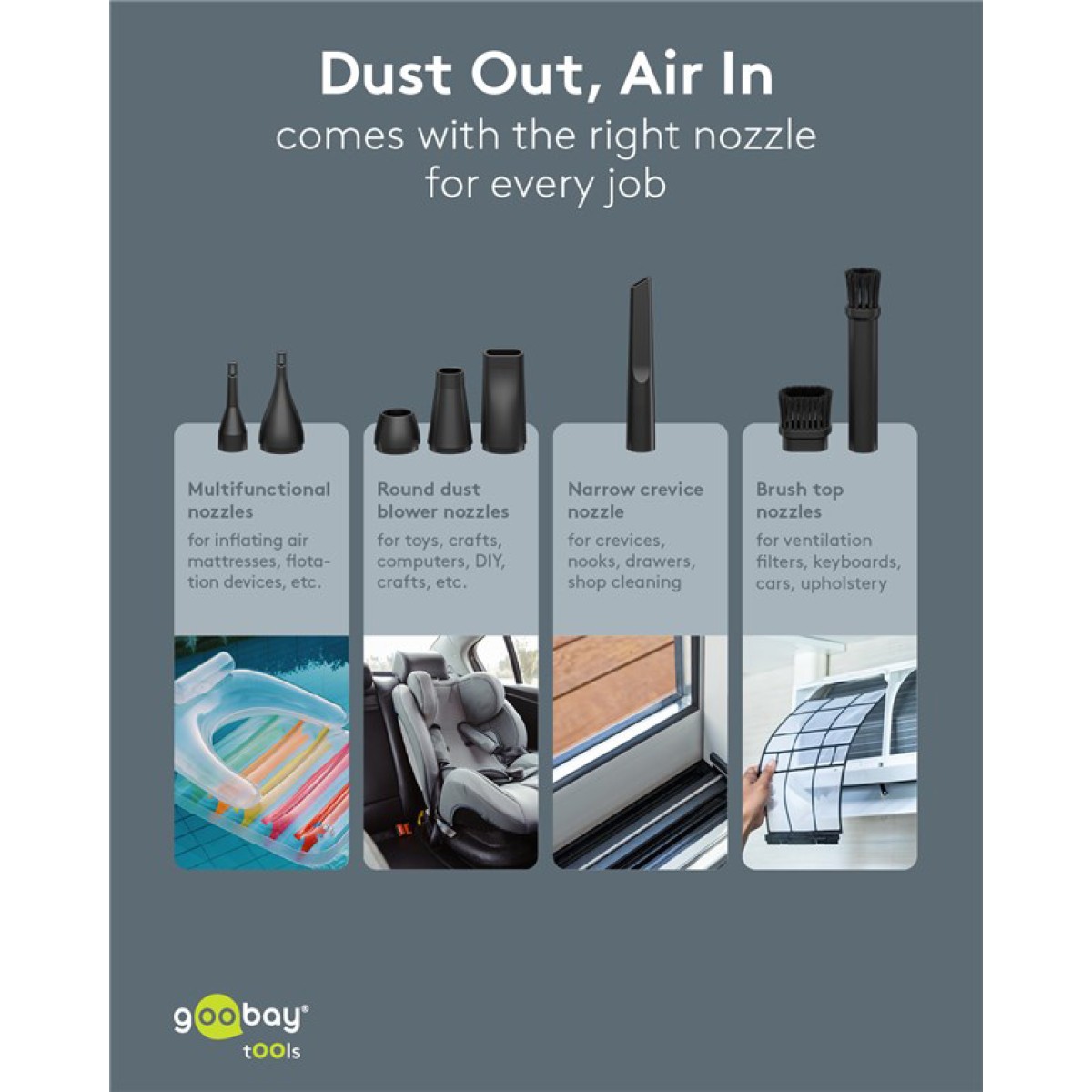 GOOBAY ηλεκτρικό air duster 77830, 100W, 6000mAh, μαύρο