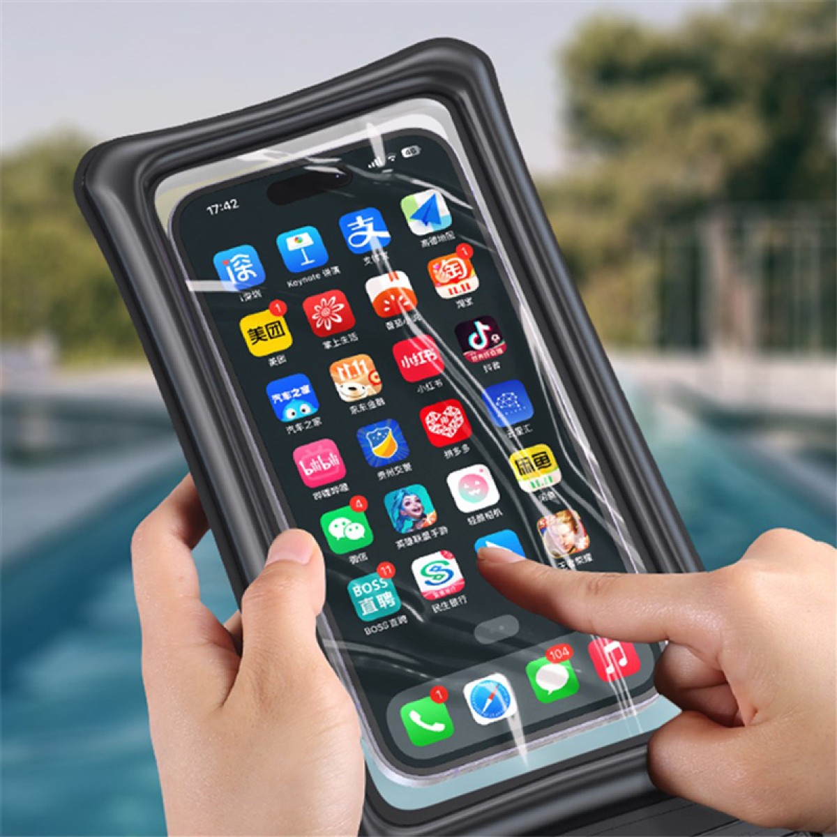 USAMS αδιάβροχη θήκη smartphone US-YD011, έως 7", IPX8, λευκή
