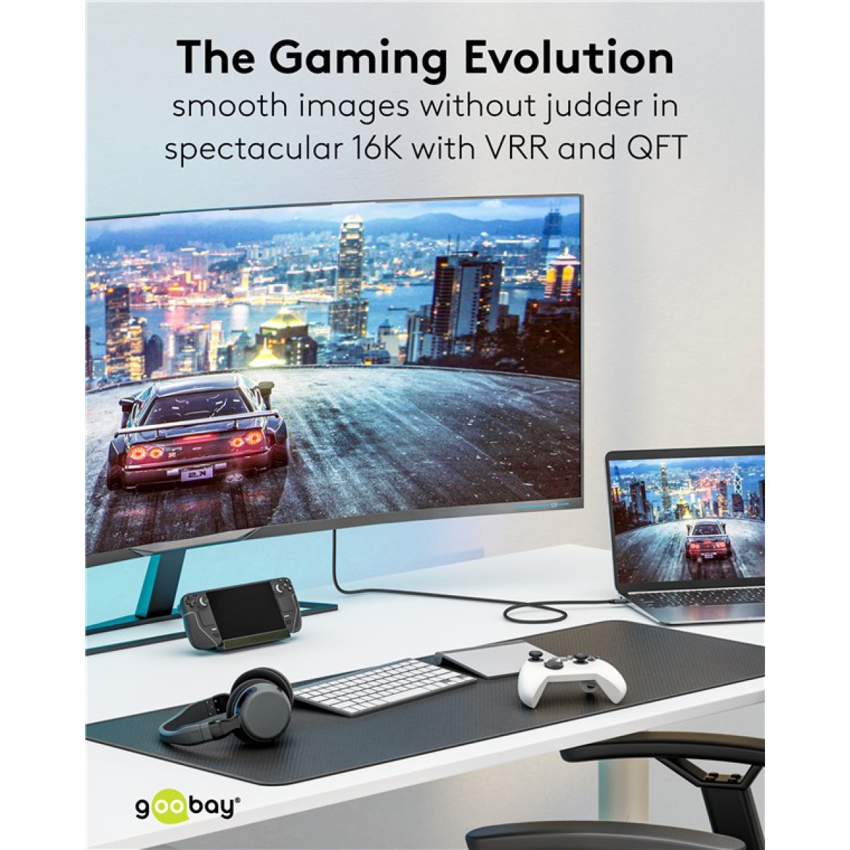 GOOBAY καλώδιο HDMI 2.2 80073, 16K/60Hz, 96 Gbps, 0.50m, μαύρο