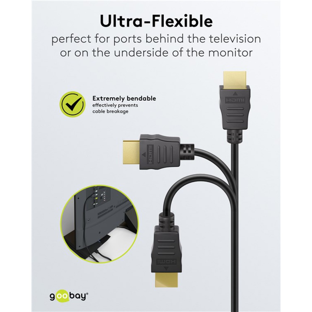 GOOBAY καλώδιο HDMI 80104 με Ethernet, soft, 4K/60Hz, 18 Gbps, 3m, μαύρο