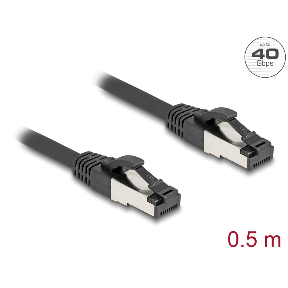 DELOCK καλώδιο δικτύου 80570, CAT 8.1 S/FTP, copper, 2000MHz, 0.50m, μαύρο