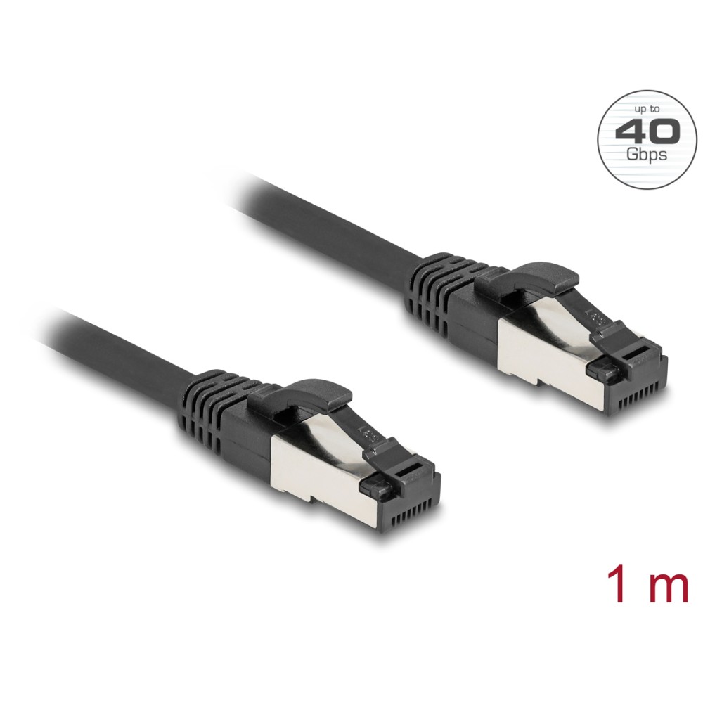 DELOCK καλώδιο δικτύου 80571, CAT 8.1 S/FTP, copper, 2000MHz, 1m, μαύρο