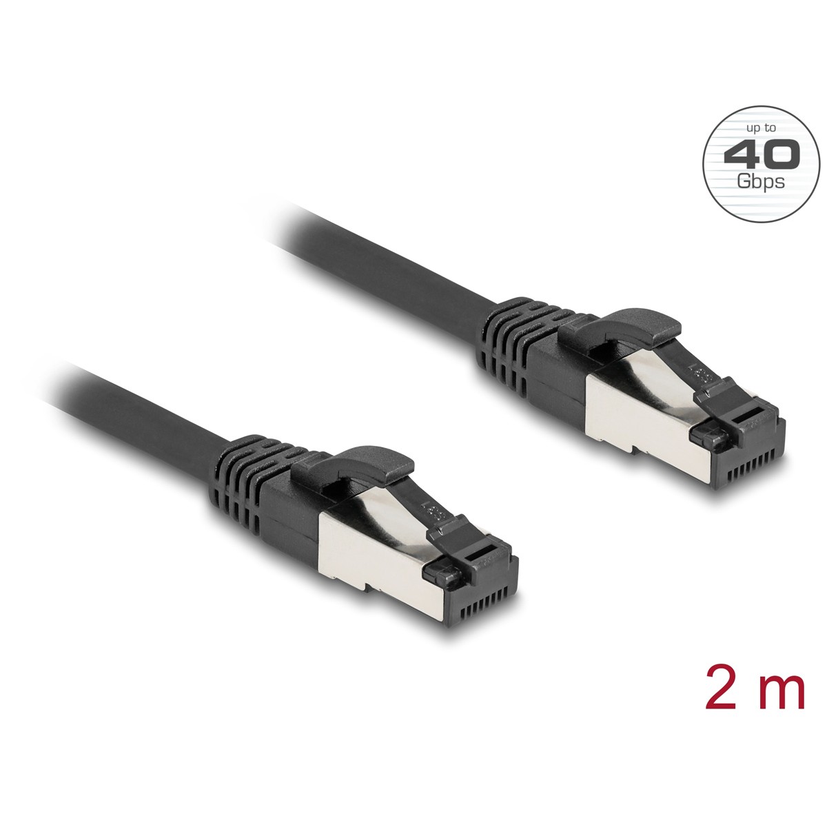 DELOCK καλώδιο δικτύου 80572, CAT 8.1 S/FTP, copper, 2000MHz, 2m, μαύρο