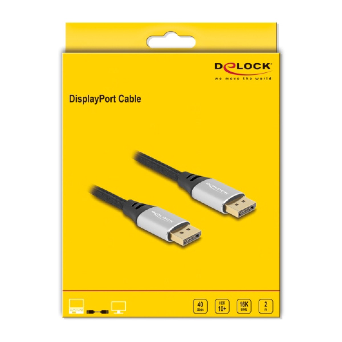 DELOCK καλώδιο DisplayPort 2.1 80634, 16K/60Hz, 40 Gbps, 2m, μαύρο