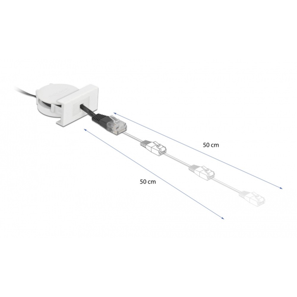 DELOCK module καλώδιο RJ45 Easy 45 81361 Cat.5e, ανασυρόμενο 50cm, μαύρο