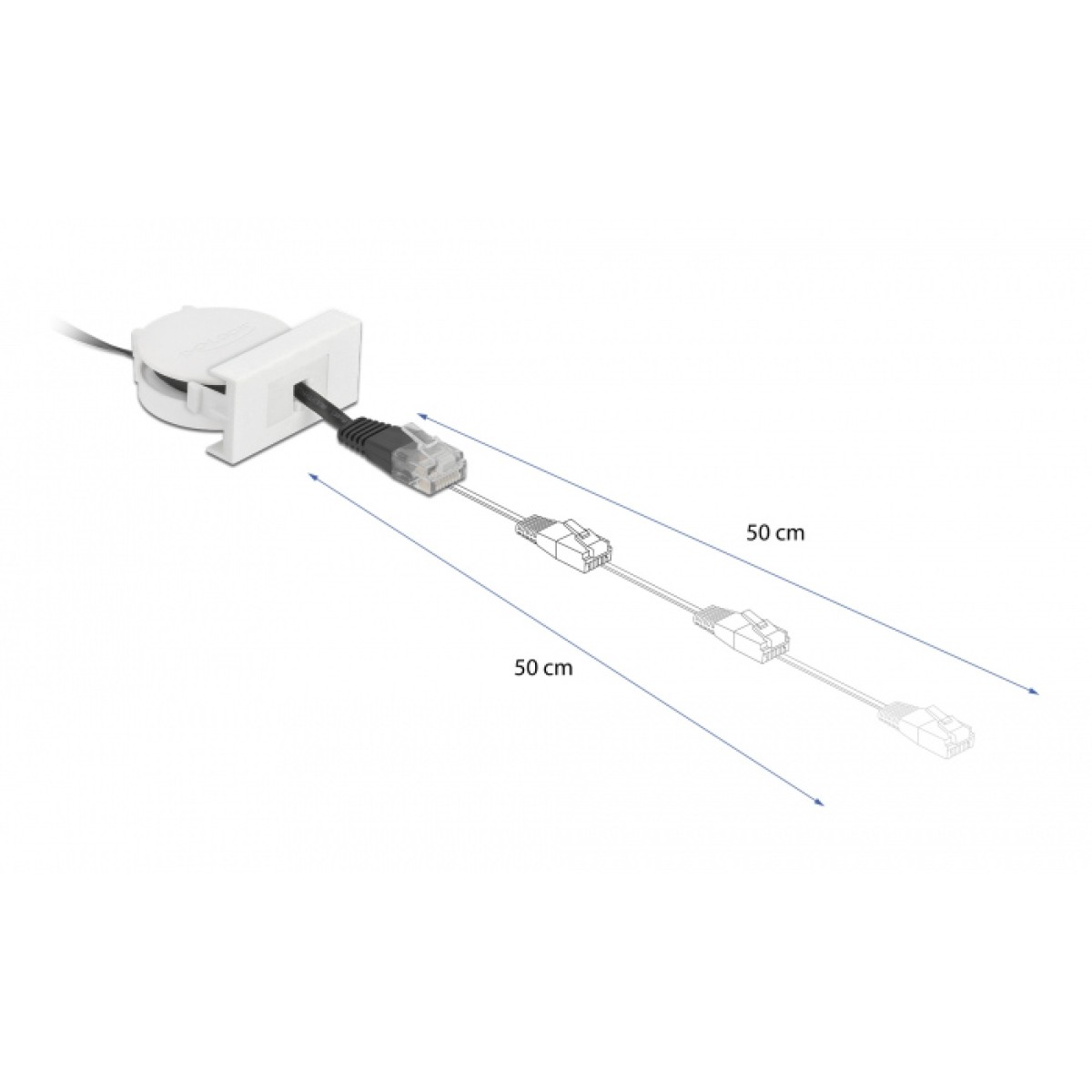 DELOCK module καλώδιο RJ45 Easy 45 81361 Cat.5e, ανασυρόμενο 50cm, μαύρο