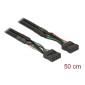 DELOCK καλώδιο USB 2.0 10-pin 2.54mm 82437, 480 Mbps, 50cm