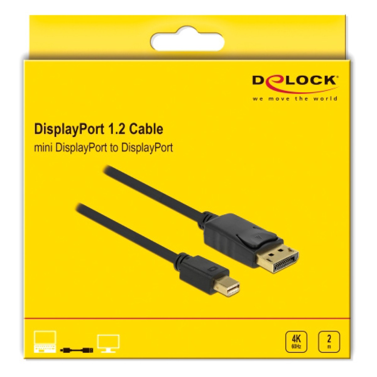 DELOCK καλώδιο DisplayPort σε DisplayPort Mini 82438, 4K/60Hz, 2m, μαύρο