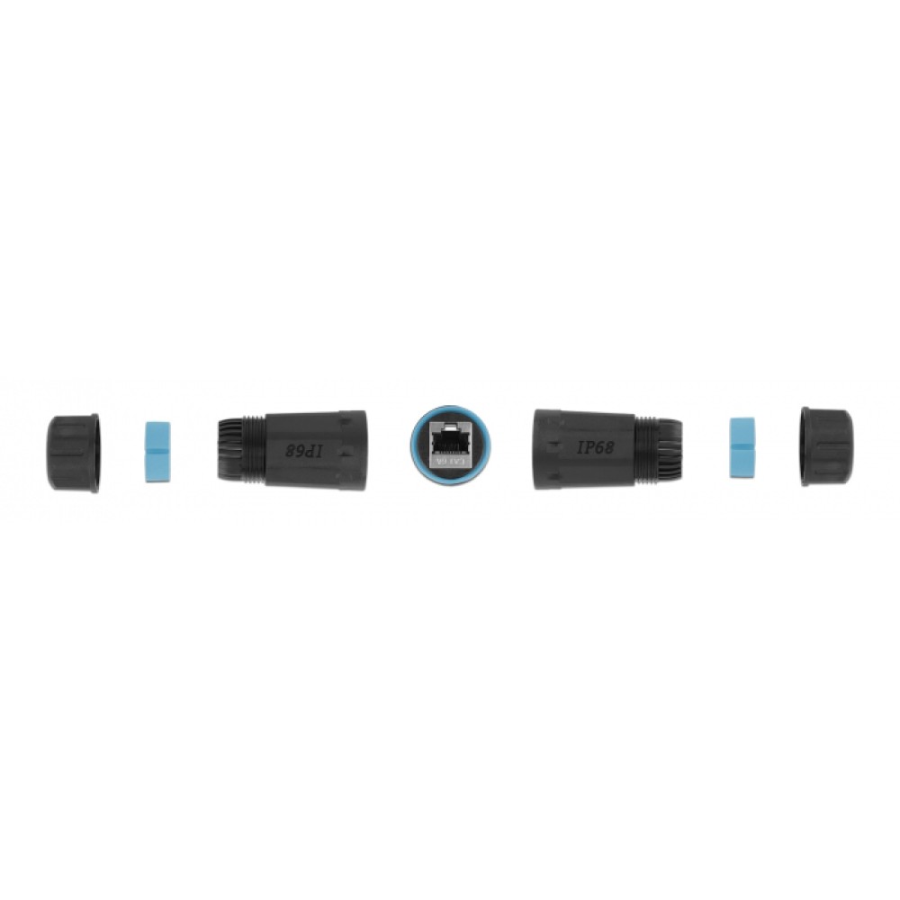 DELOCK αδιάβροχος αμφίδρομος σύνδεσμος RJ45 Cat.6A 86693, μπλε