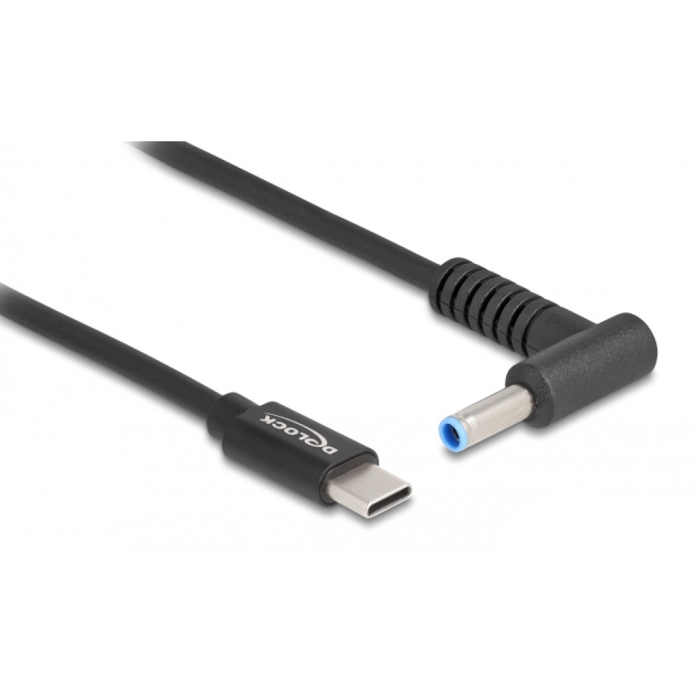 DELOCK καλώδιο τροφοδοσίας laptop 87971, USB-C σε HP 4.5x3.0mm, 1.5m, μαύρο