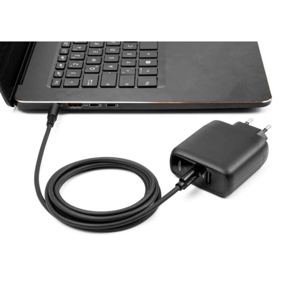 DELOCK καλώδιο τροφοδοσίας laptop 87972, USB-C σε HP 7.4x5.0mm, 1.5m, μαύρο