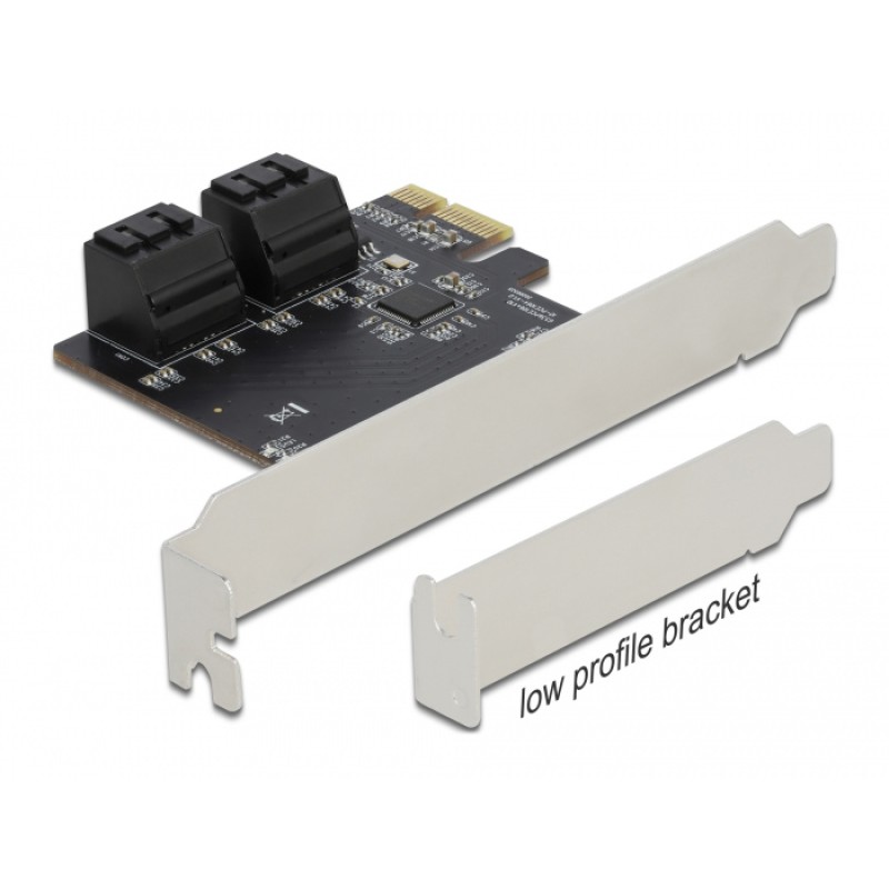 DELOCK κάρτα επέκτασης PCIe σε 4x SATA 90010, 6Gb/s, Low Profile