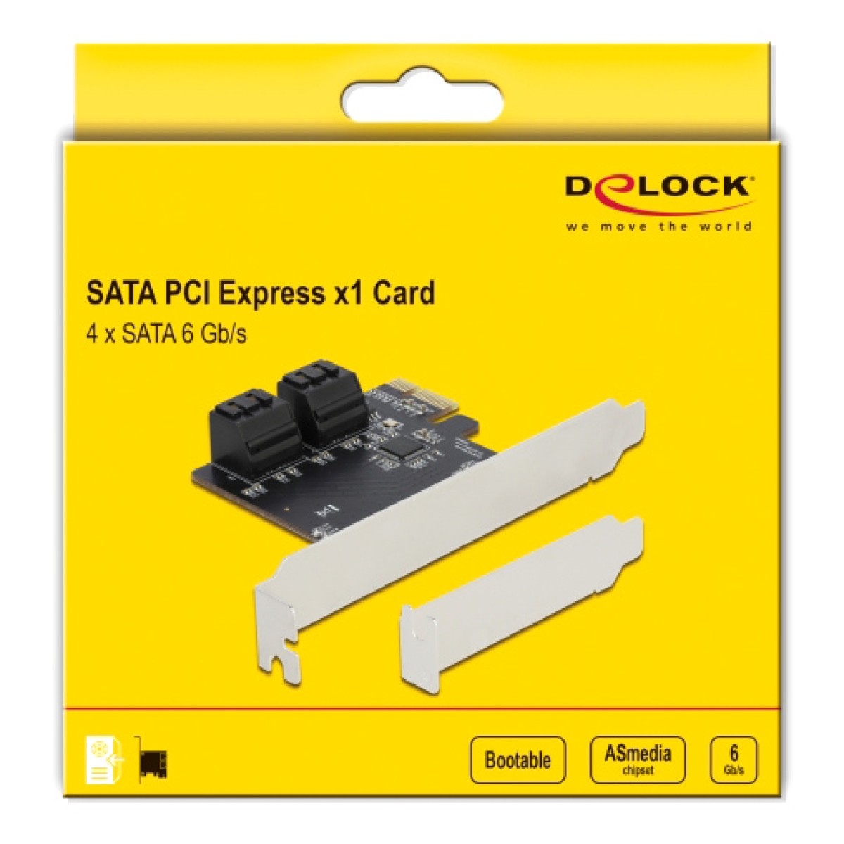 DELOCK κάρτα επέκτασης PCI σε 4x SATA 90010, 6Gb/s, Low Profile