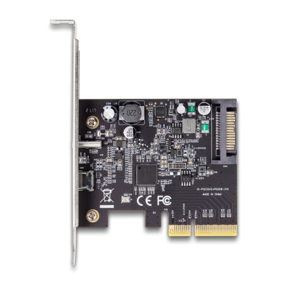 DELOCK κάρτα επέκτασης PCIe x4 σε USB-C & USB-C PD 90074, 20W, 20Gbps