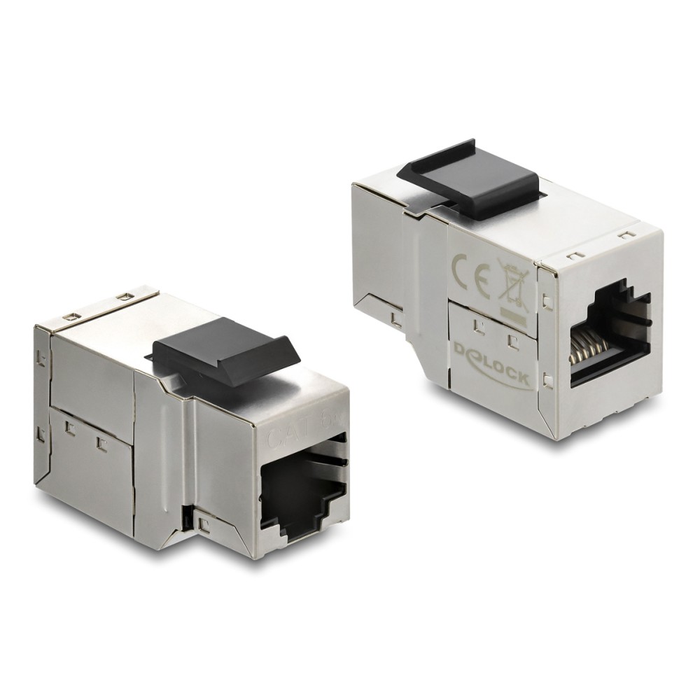 DELOCK Keystone module RJ45 90835, θηλυκό σε θηλυκό, Cat 6A STP, ασημί