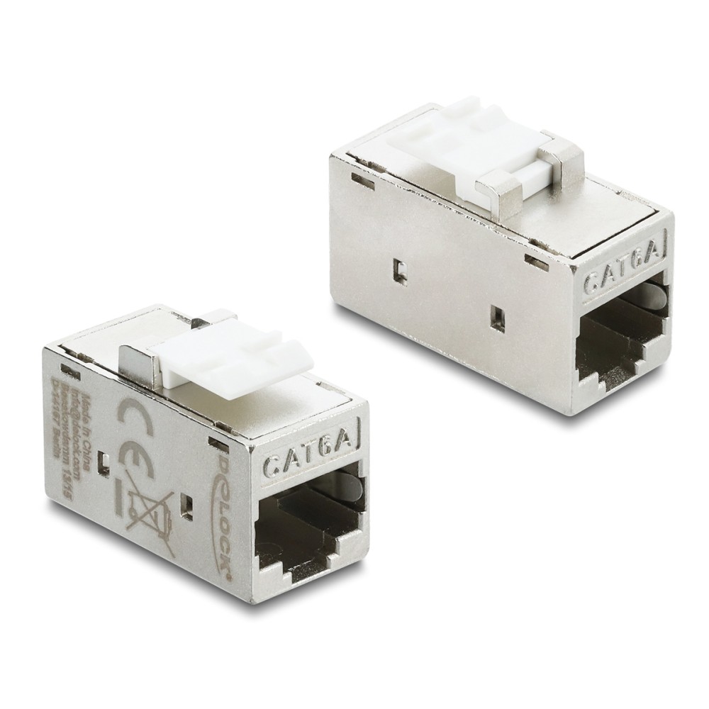 DELOCK Keystone module RJ45 90989, θηλυκό σε θηλυκό, Cat 6A STP, ασημί