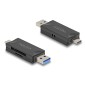 DELOCK card reader 91020 για SD & micro SD, USB/USB-C σύνδεση, 5Gbps, μαύρο