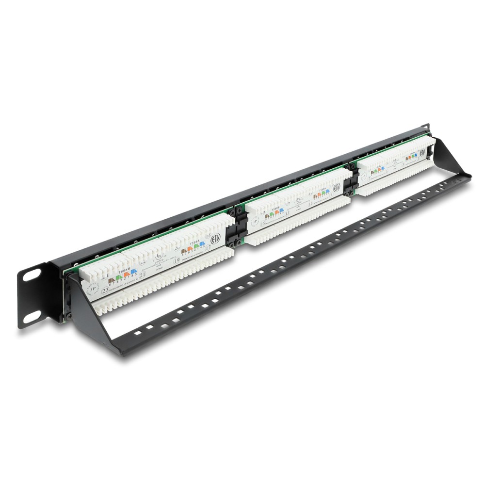 DELOCK patch panel 91087 για rack 19", 1U, 24 θυρών, CAT 6 UTP, με LED, μαύρο
