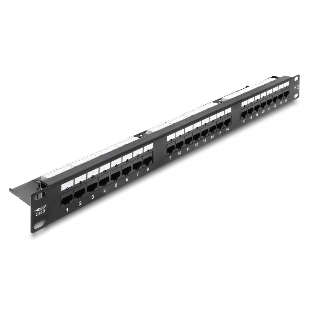 DELOCK patch panel 91087 για rack 19", 1U, 24 θυρών, CAT 6 UTP, με LED, μαύρο