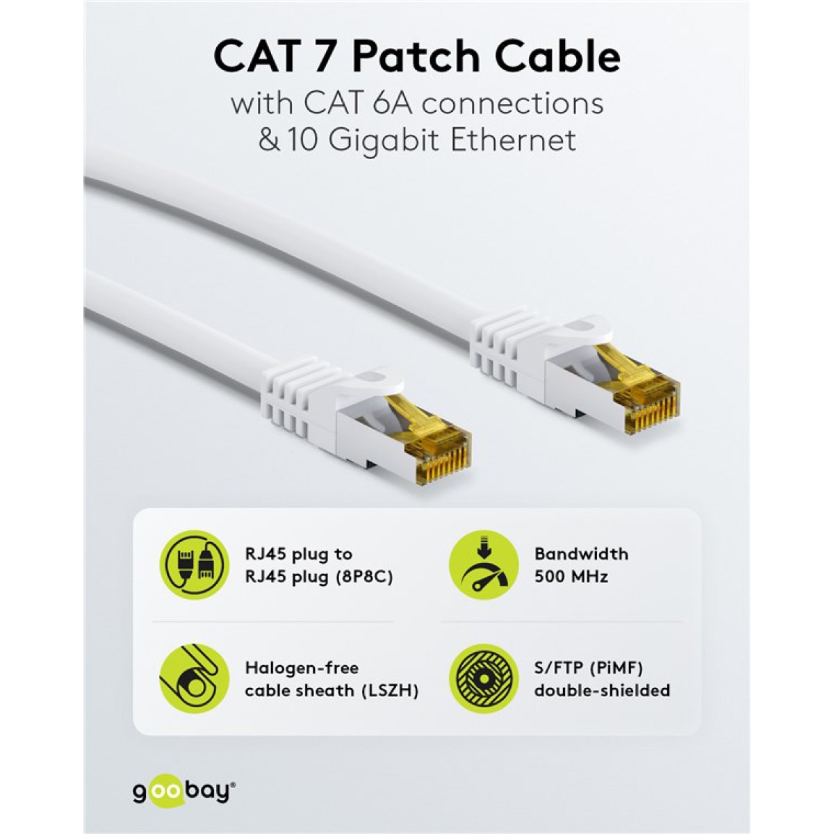 GOOBAY καλώδιο δικτύου 91095, CAT 7 S/FTP, copper, 500MHz, 5m, λευκό