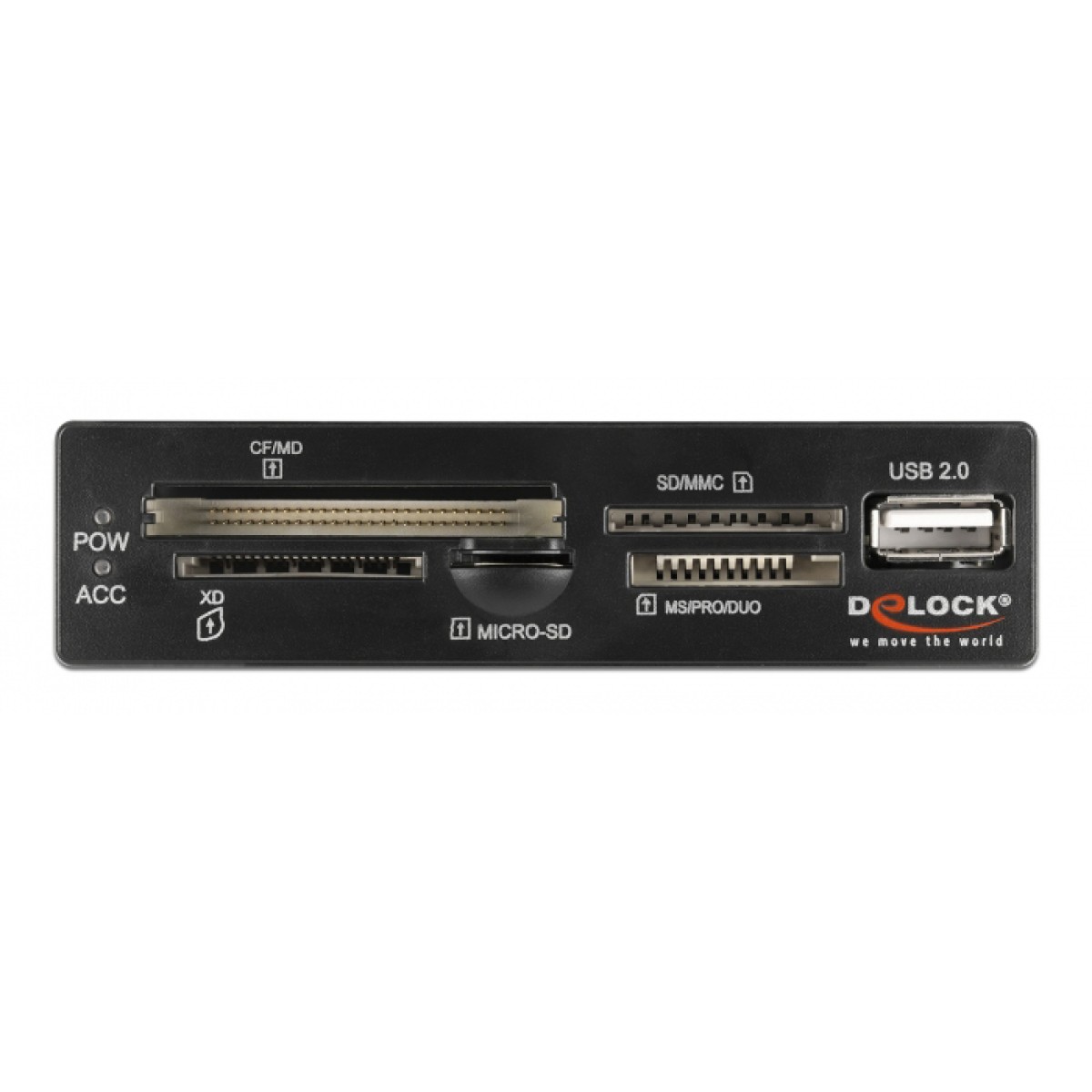 DELOCK USB 9-pin card reader 91708, CF/SD/XD/MS/Micro SD/USB, 3.5" bay