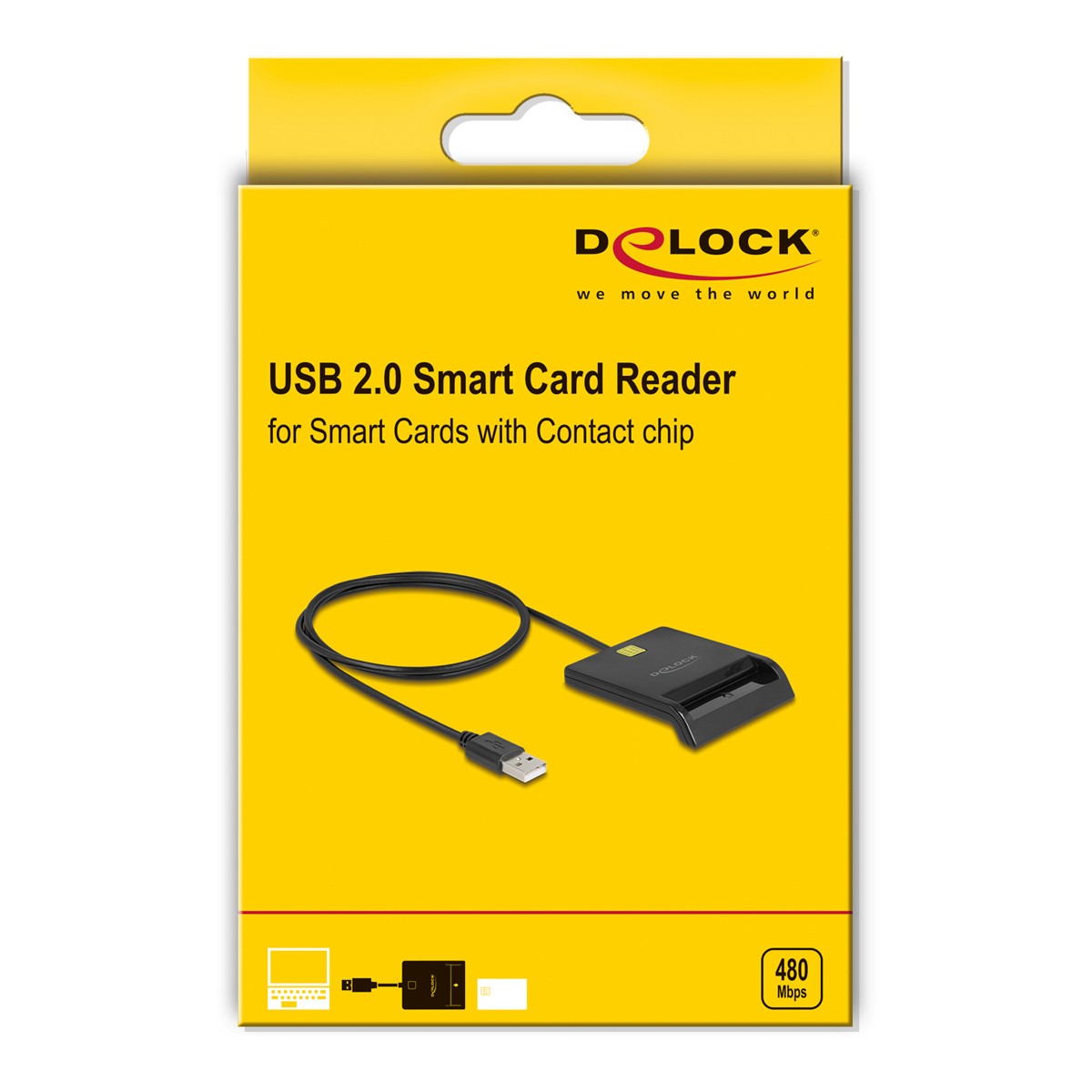 DELOCK card reader 91724 για smart card, USB σύνδεση, 480Mbps, μαύρο