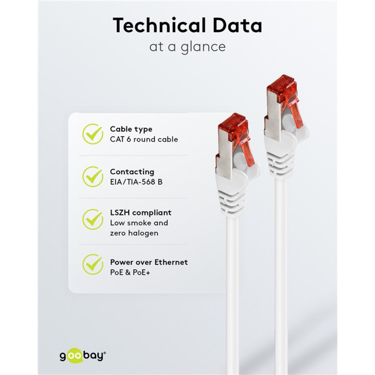 GOOBAY καλώδιο δικτύου 93506, CAT 6 S/FTP, copper, 250MHz, 20m, λευκό