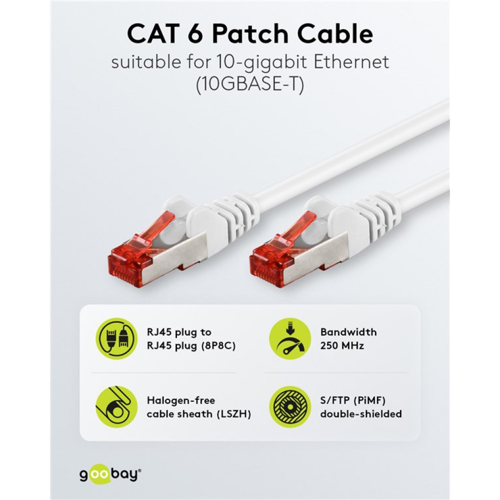 GOOBAY καλώδιο δικτύου 93511, CAT 6 S/FTP, copper, 250MHz, 7.5m, λευκό