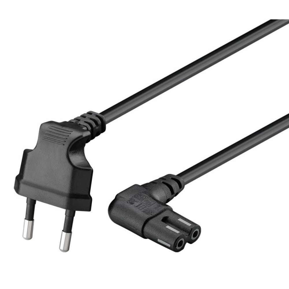 GOOBAY καλώδιο τροφοδοσίας Euro 97350, γωνιακό, 2x0.75 mm², 2m, μαύρο