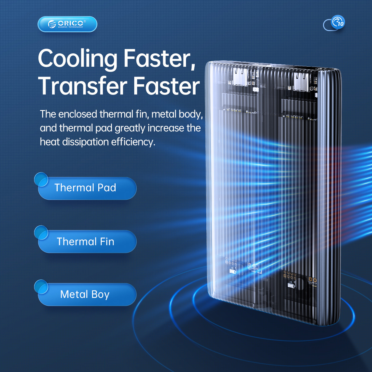 ORICO θήκη για 2x M.2 NVME SSD AM2C3-2N, 10Gbps, tool free, γκρι