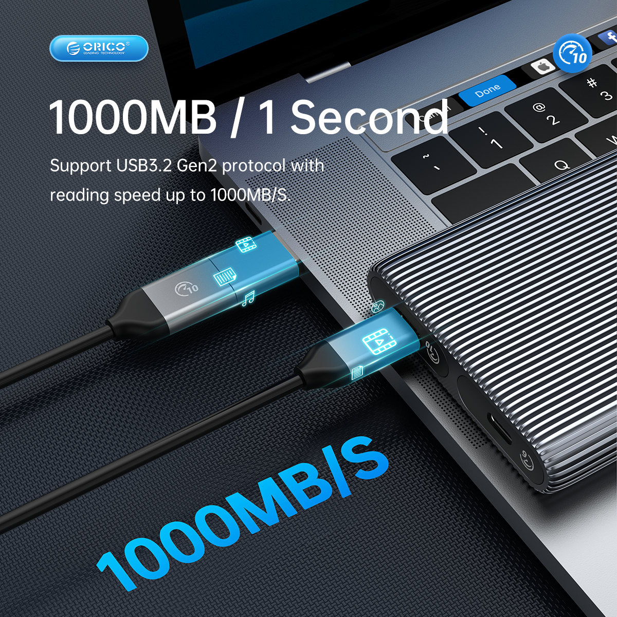 ORICO θήκη για 2x M.2 NVME SSD AM2C3-2N, 10Gbps, tool free, γκρι