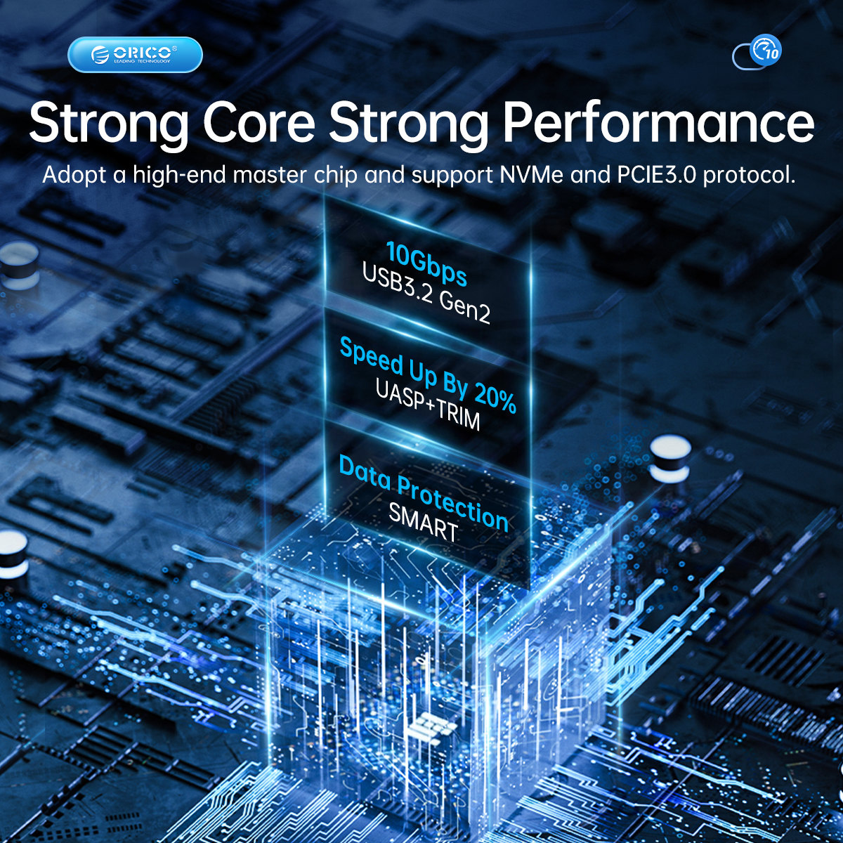 ORICO θήκη για 2x M.2 NVME SSD AM2C3-2N, 10Gbps, tool free, γκρι