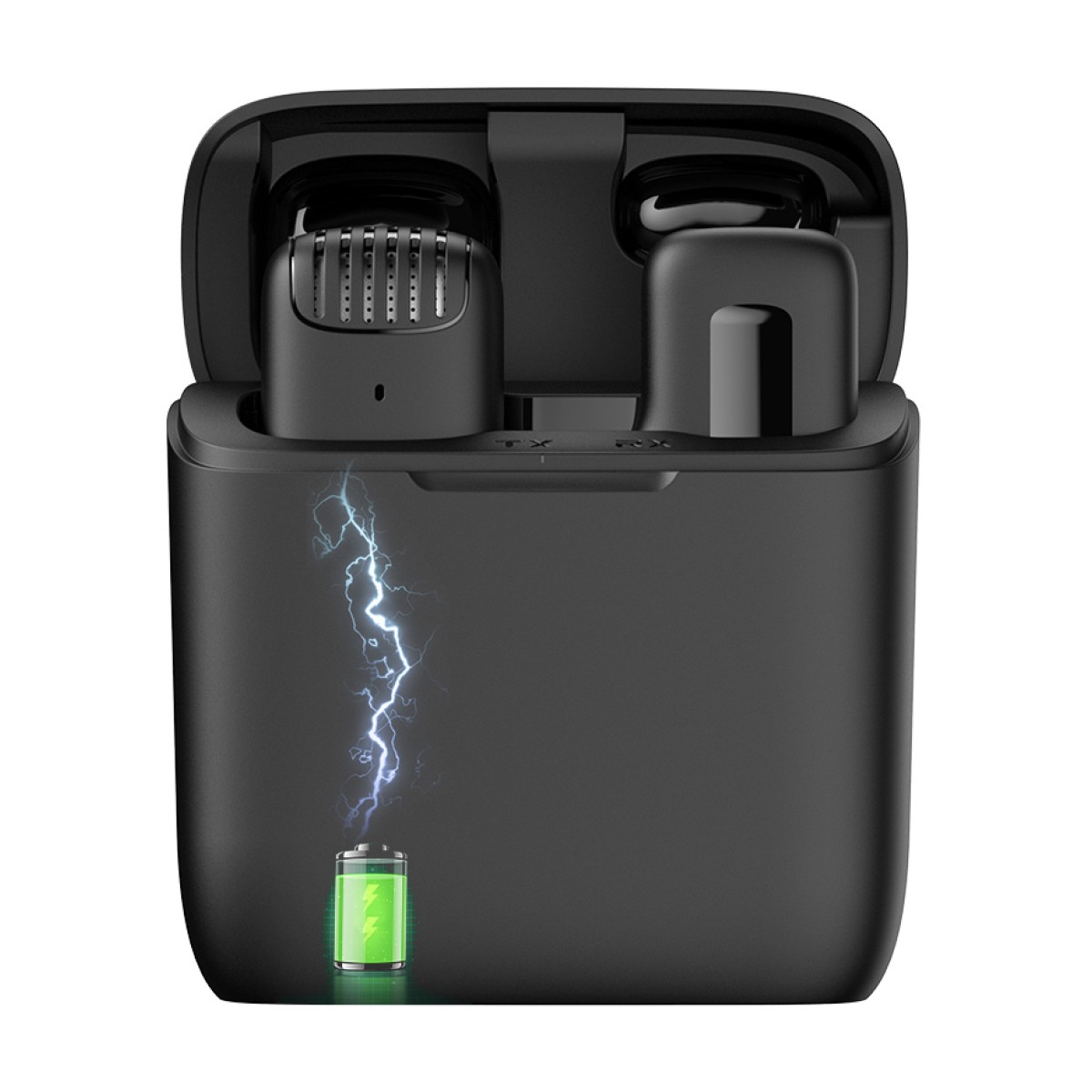 APEXEL ασύρματο μικρόφωνο APL-MIC013 με θήκη φόρτισης, Lightning, 2.4GHz, μαύρο
