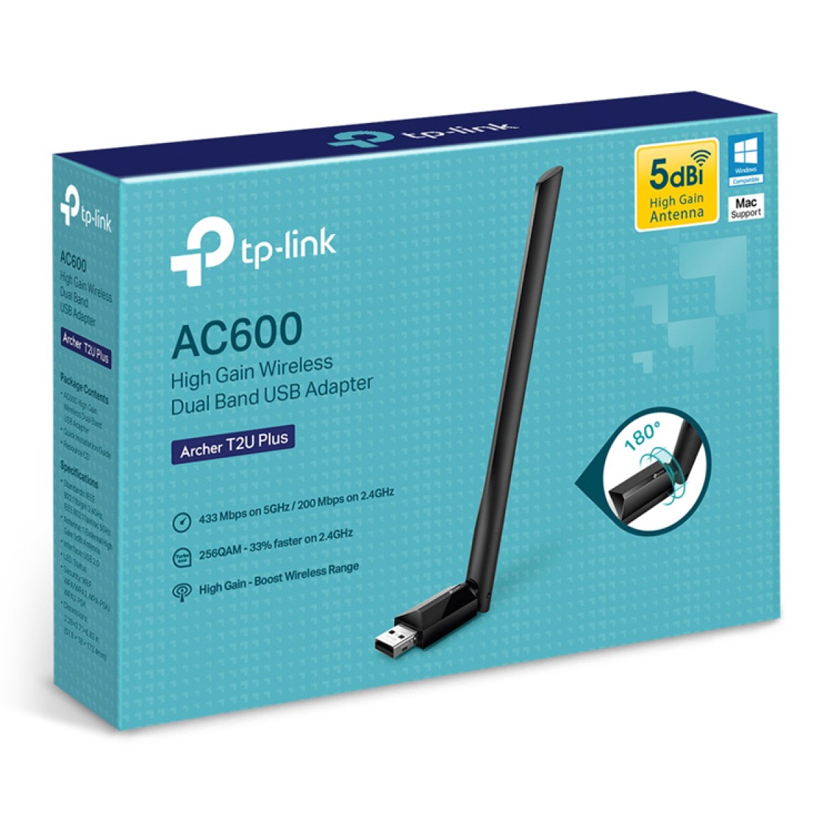 TP-LINK ασύρματος USB αντάπτορας δικτύου Archer T2U Plus, 600Mbps, V.1