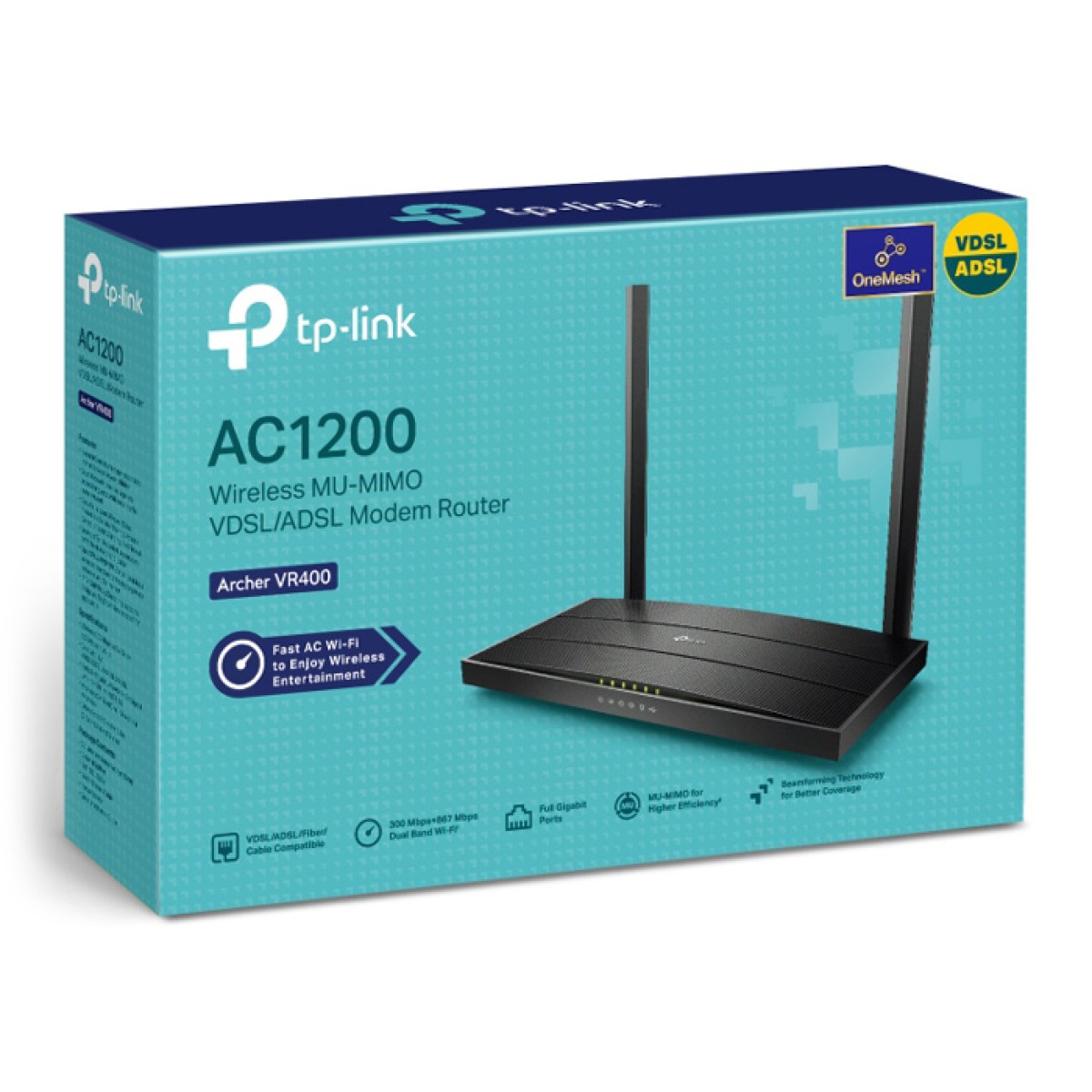 TP-LINK Modem/Router Archer VR400, VDSL/ADSL, 1200Mbps AC1200, Ver. 3.0