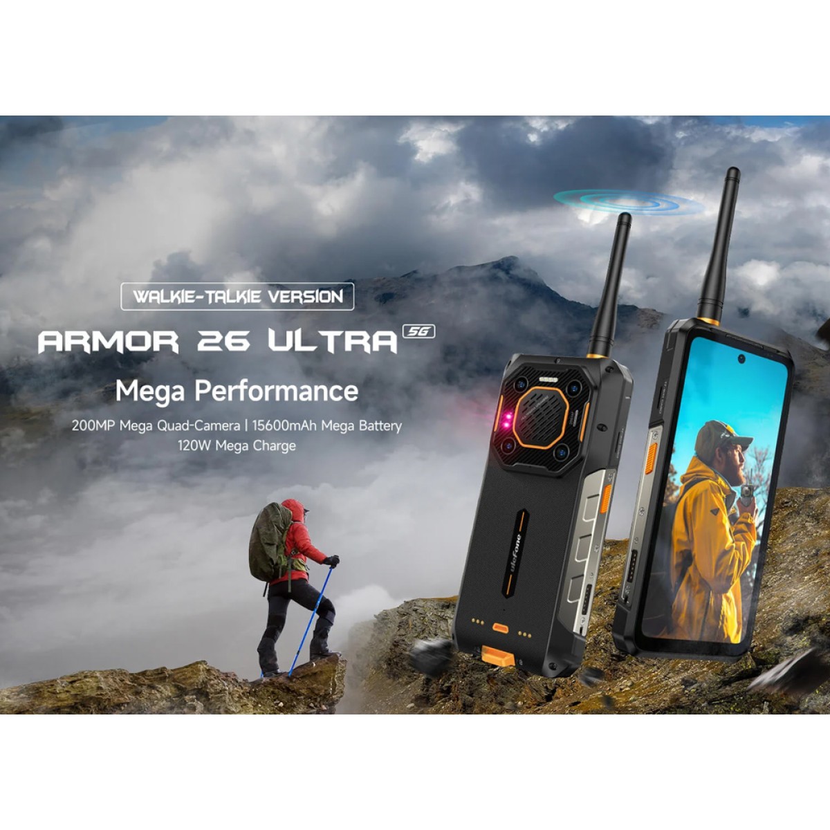 ULEFONE smartphone Armor 26 Ultra Walkie-Talkie, 6.78", 12/512GB, 5G, 15600mAh, IP68/IP69K, μαύρο