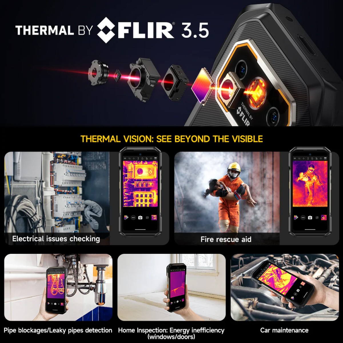 ULEFONE smartphone Armor 27T Pro Plus, 6.78", 12/256GB, 5G, 10600mAh, FLIR 3.5, IP68/IP69K, μαύρο