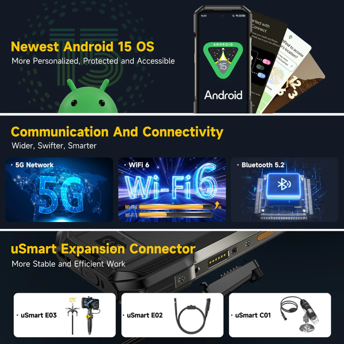 ULEFONE smartphone Armor 27T Pro Plus, 6.78", 12/256GB, 5G, 10600mAh, FLIR 3.5, IP68/IP69K, μαύρο