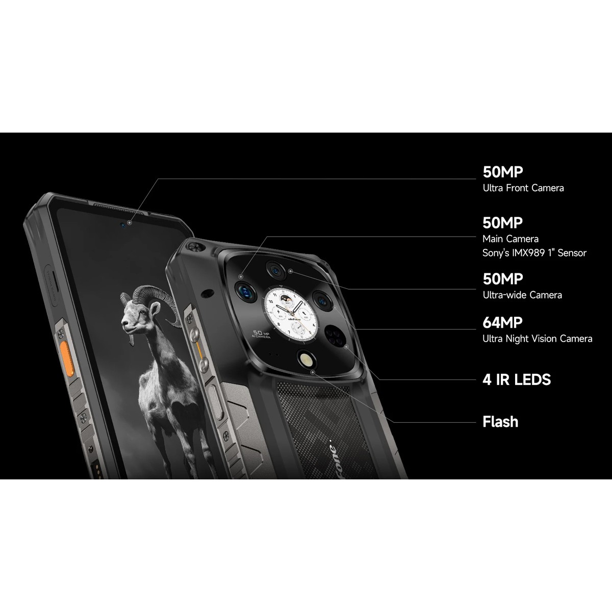 ULEFONE smartphone Armor 28 Pro, 6.67" & 1.04, 16/512GB, 5G, 10600mAh, IP68/IP69K/MIL-STD-810H, μαύρο