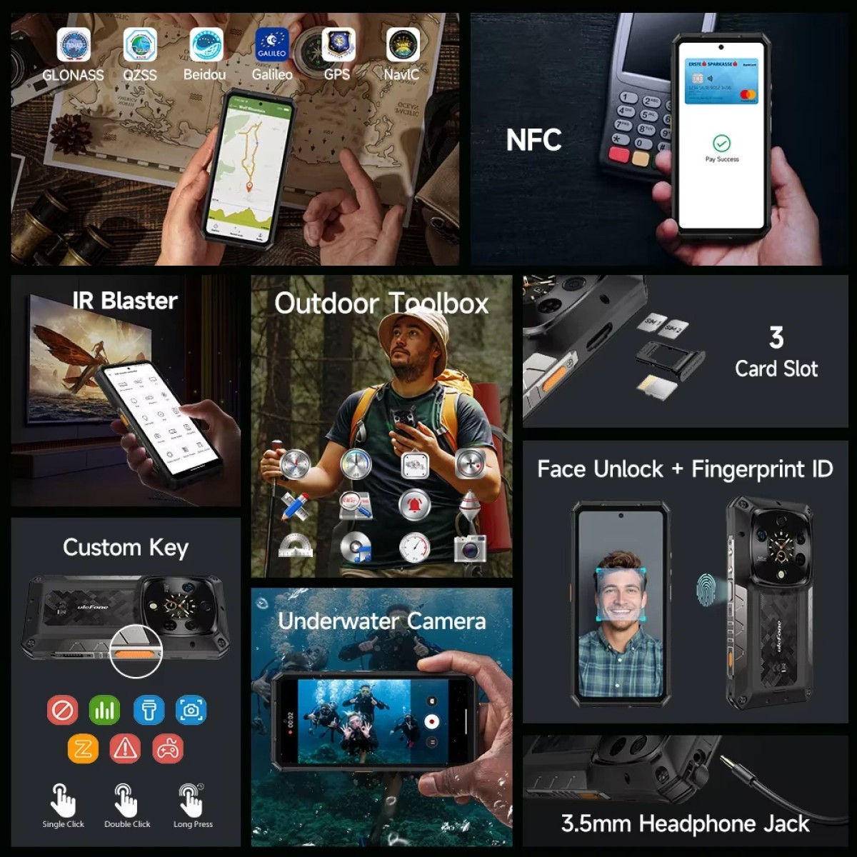 ULEFONE smartphone Armor 28 Pro, 6.67" & 1.04, 16/512GB, 5G, 10600mAh, IP68/IP69K/MIL-STD-810H, μαύρο