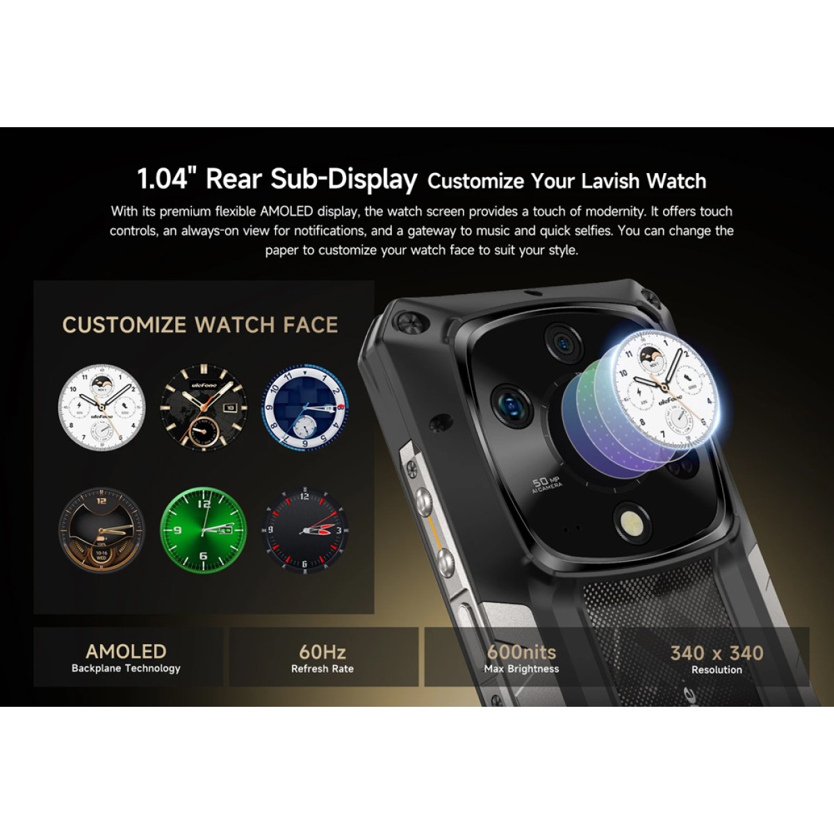 ULEFONE smartphone Armor 28 Pro, 6.67" & 1.04, 16/512GB, 5G, 10600mAh, IP68/IP69K/MIL-STD-810H, μαύρο
